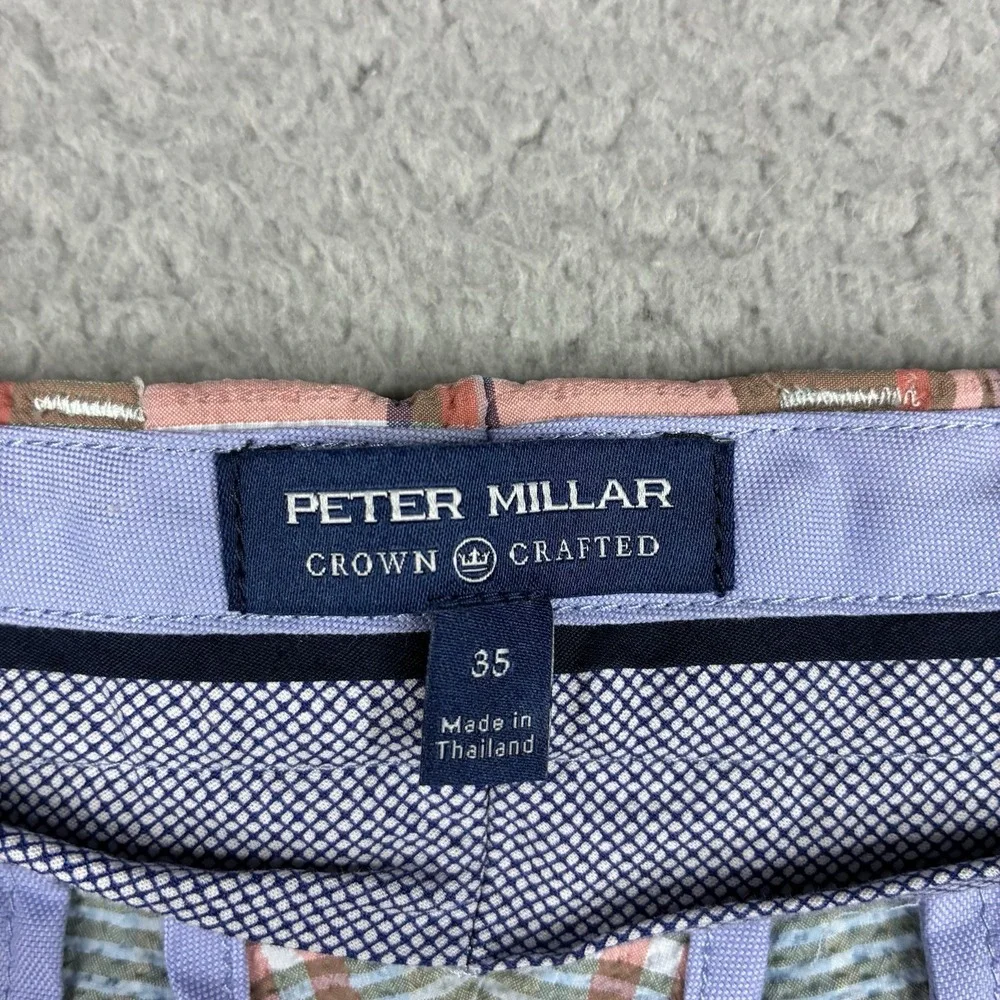 Peter Millar Crown Crafted Chino Shorts Men's 35 Plaid Seersucker Stretch Golf